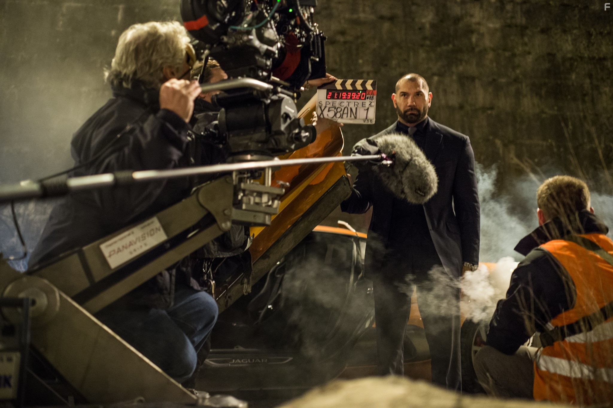 Dave Bautista and Director in 007: Спектр (2015)