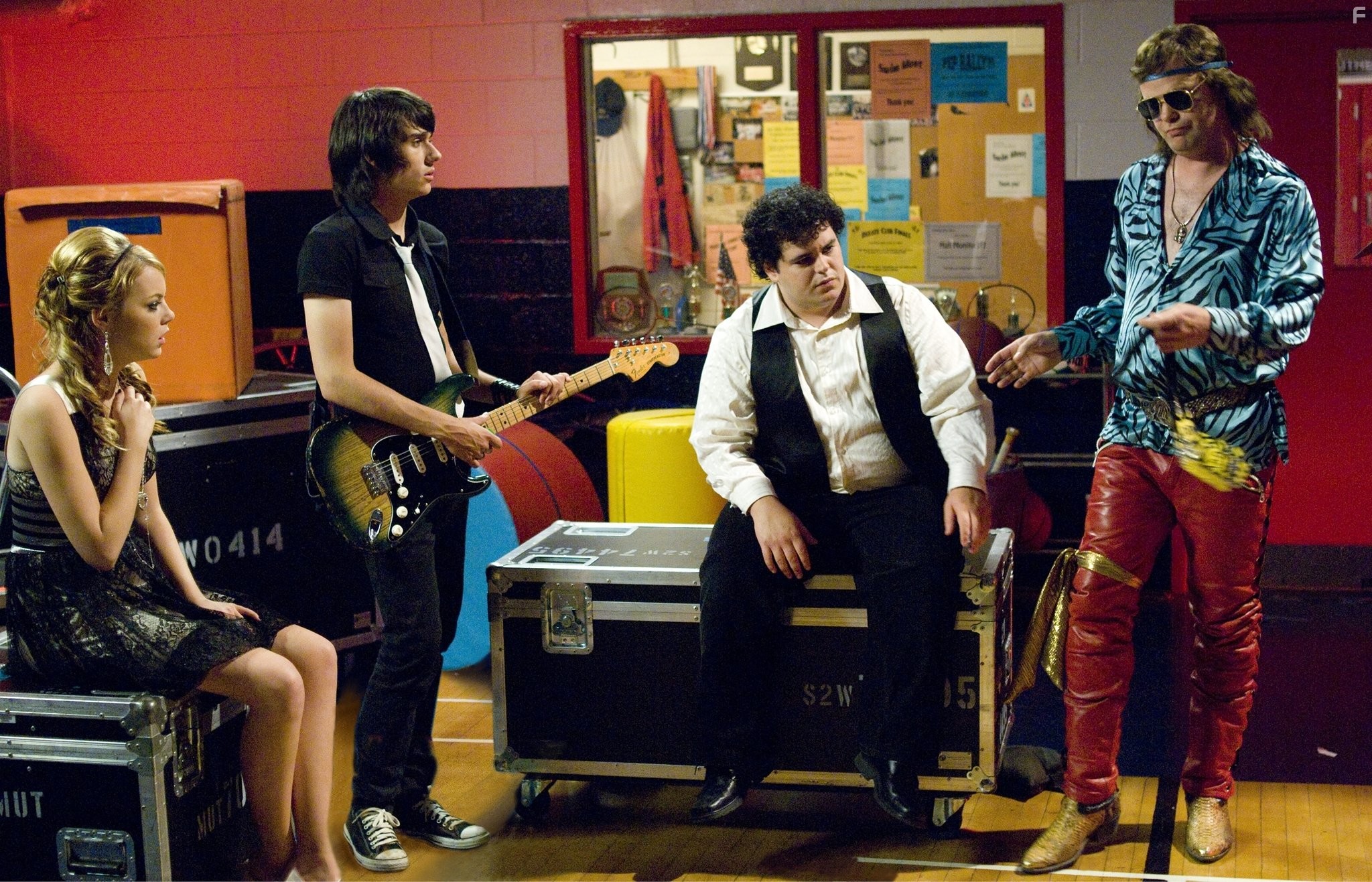 Rainn Wilson, Josh Gad, Emma Stone, and Teddy Geiger in Голый барабанщик (2008)