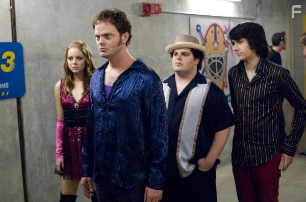 Rainn Wilson, Josh Gad, Emma Stone, and Teddy Geiger in Голый барабанщик (2008)