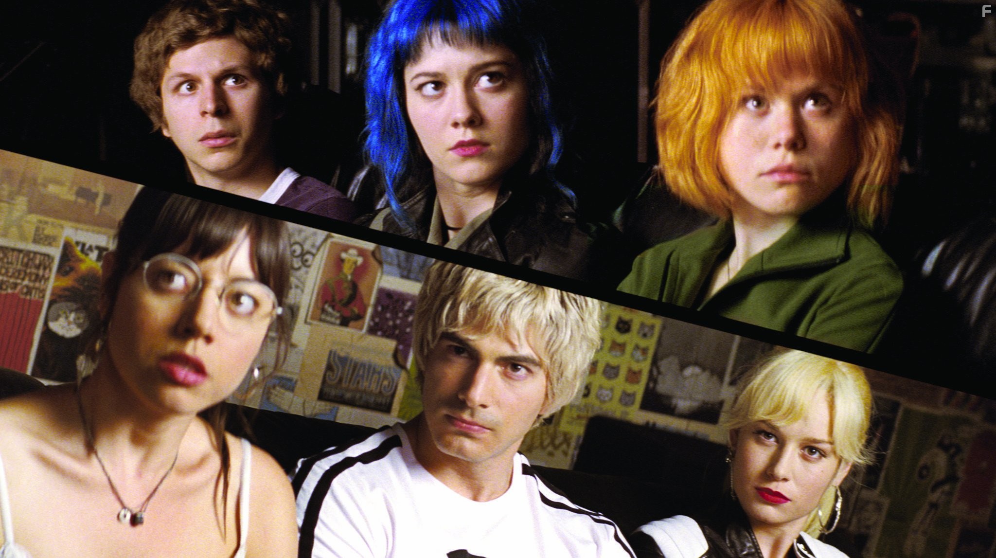 Michael Cera, Brie Larson, Alison Pill, Brandon Routh, Mary Elizabeth Winstead, and Aubrey Plaza in Скотт Пилигрим против всех (2010)