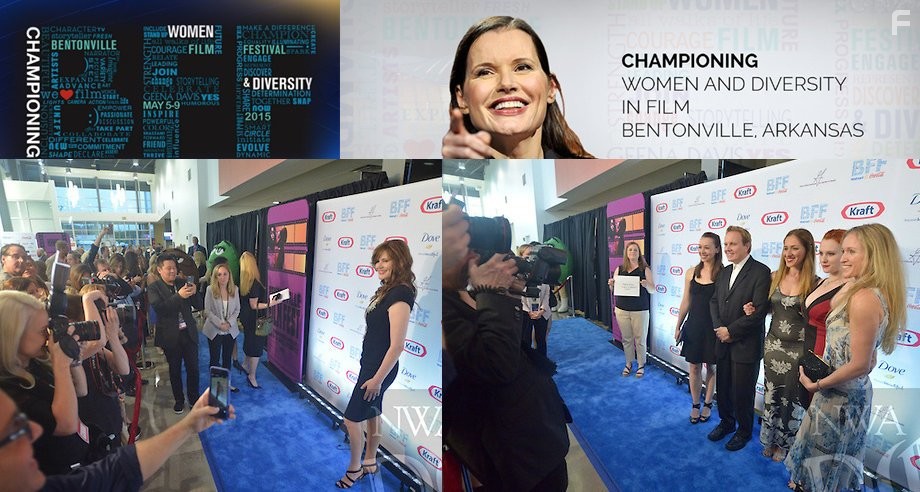 10 DAYS IN A MADHOUSE Bentonville Film Festival Premiere L: Geena Davis, R: Caroline Barry, director Timothy Hines and cast.