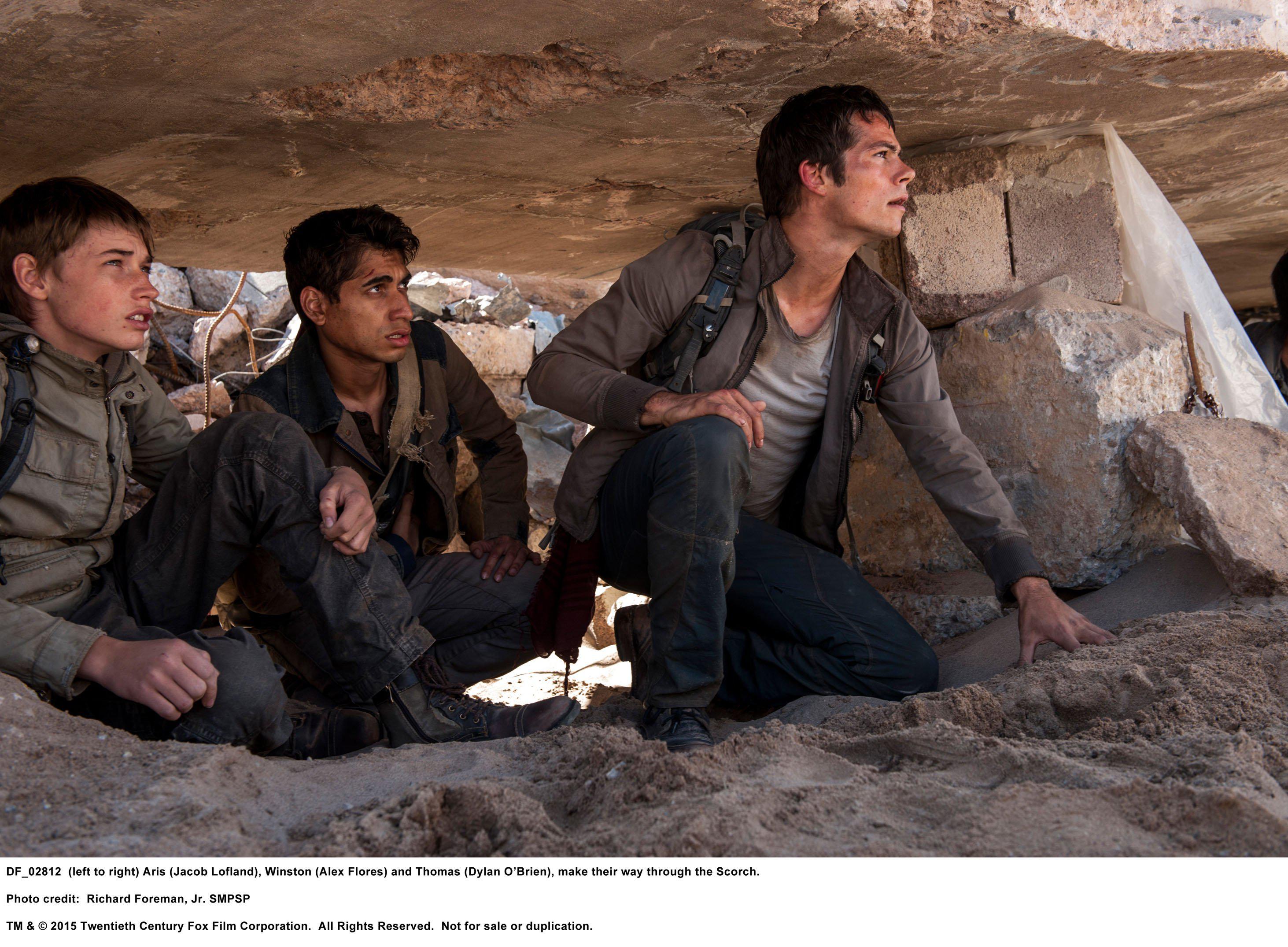 Alexander Flores, Dylan O'Brien, and Jacob Lofland in Maze Runner: The Scorch Trials (2015)