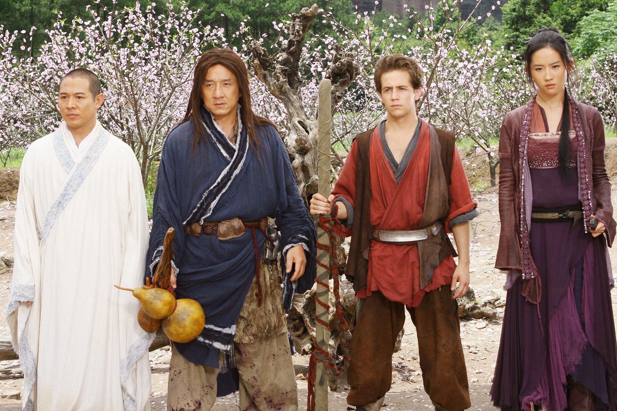 Jackie Chan, Jet Li, Michael Angarano, and Yifei Liu in Запретное царство (2008)