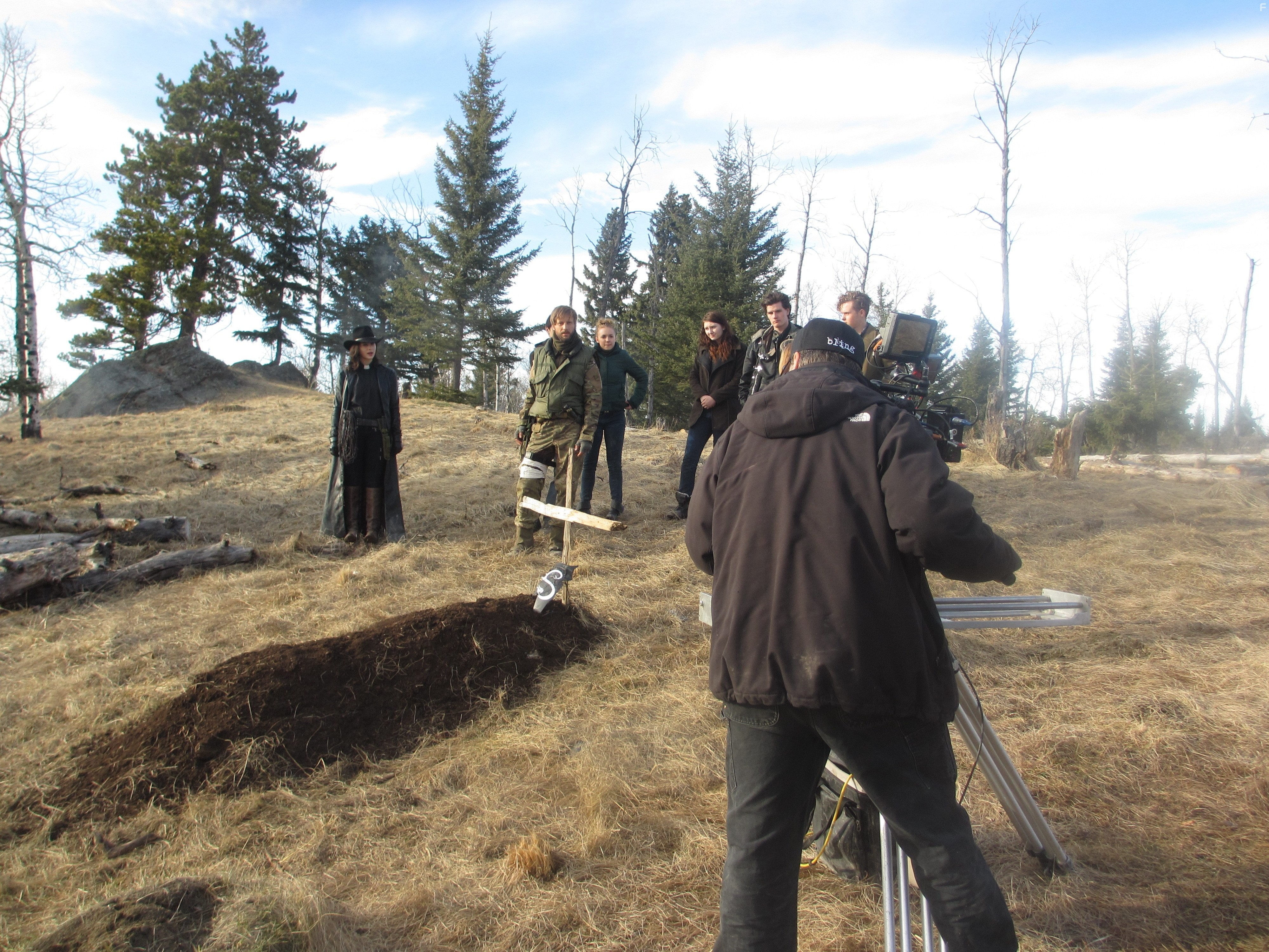 Shooting the end sequence at sunset. CL Ranch, west of Calgary, Alberta.  April 14, 2014