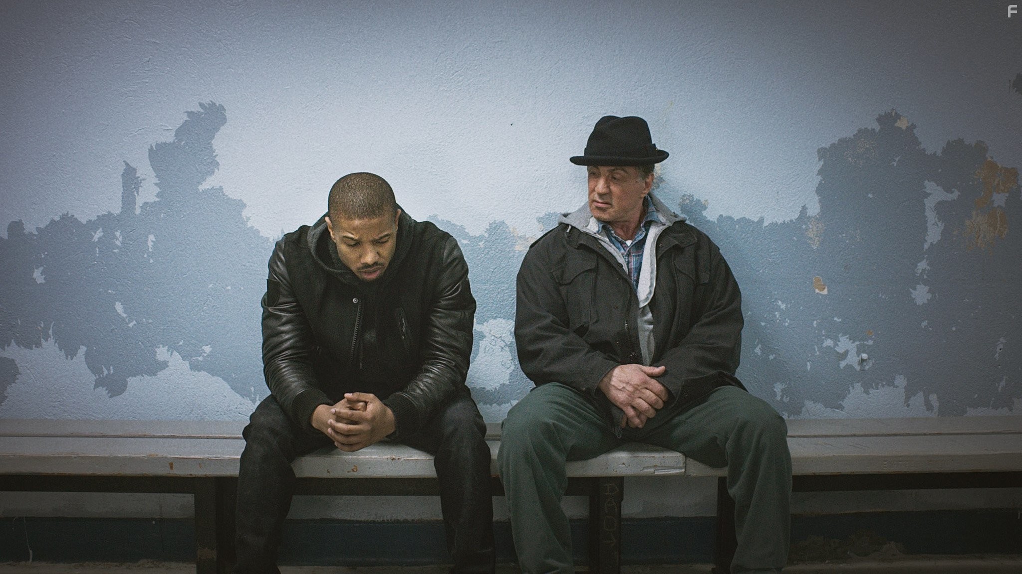 Sylvester Stallone and Michael B. Jordan in Крид: Наследие Рокки (2015)