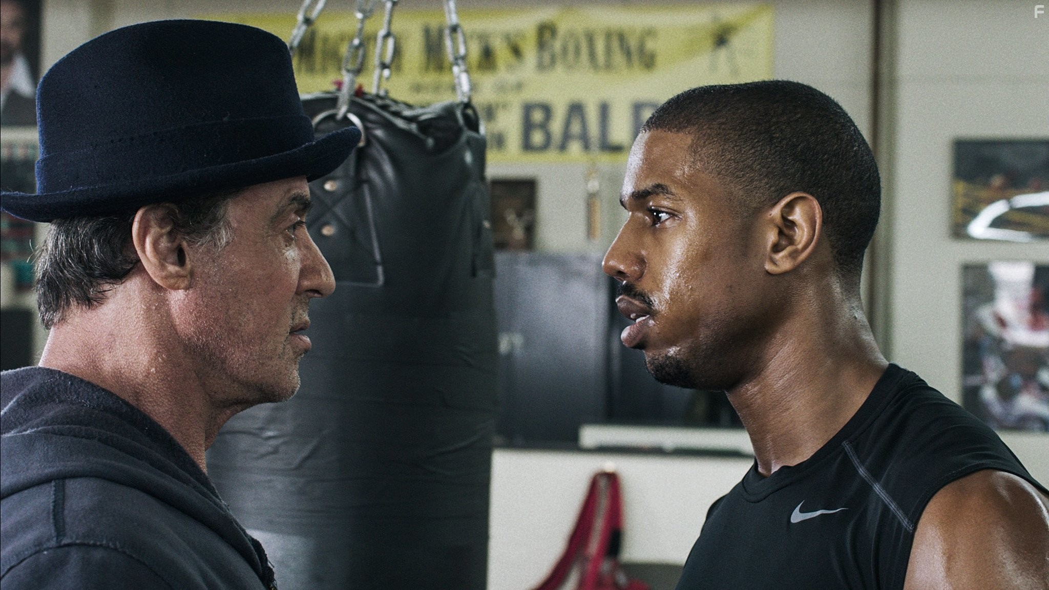 Sylvester Stallone and Michael B. Jordan in Крид: Наследие Рокки (2015)
