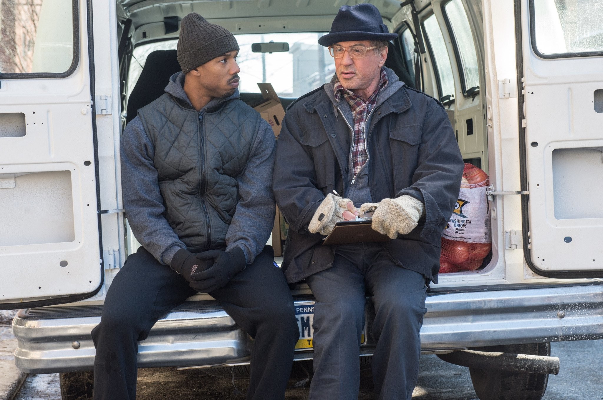 Sylvester Stallone and Michael B. Jordan in Крид: Наследие Рокки (2015)