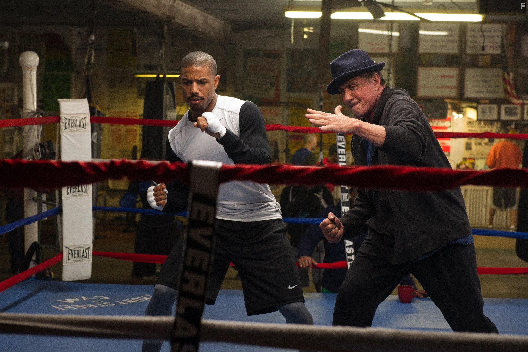 Sylvester Stallone and Michael B. Jordan in Крид: Наследие Рокки (2015)