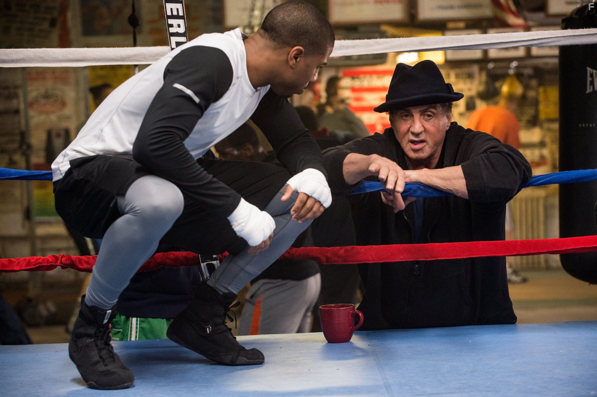 Sylvester Stallone and Michael B. Jordan in Крид: Наследие Рокки (2015)