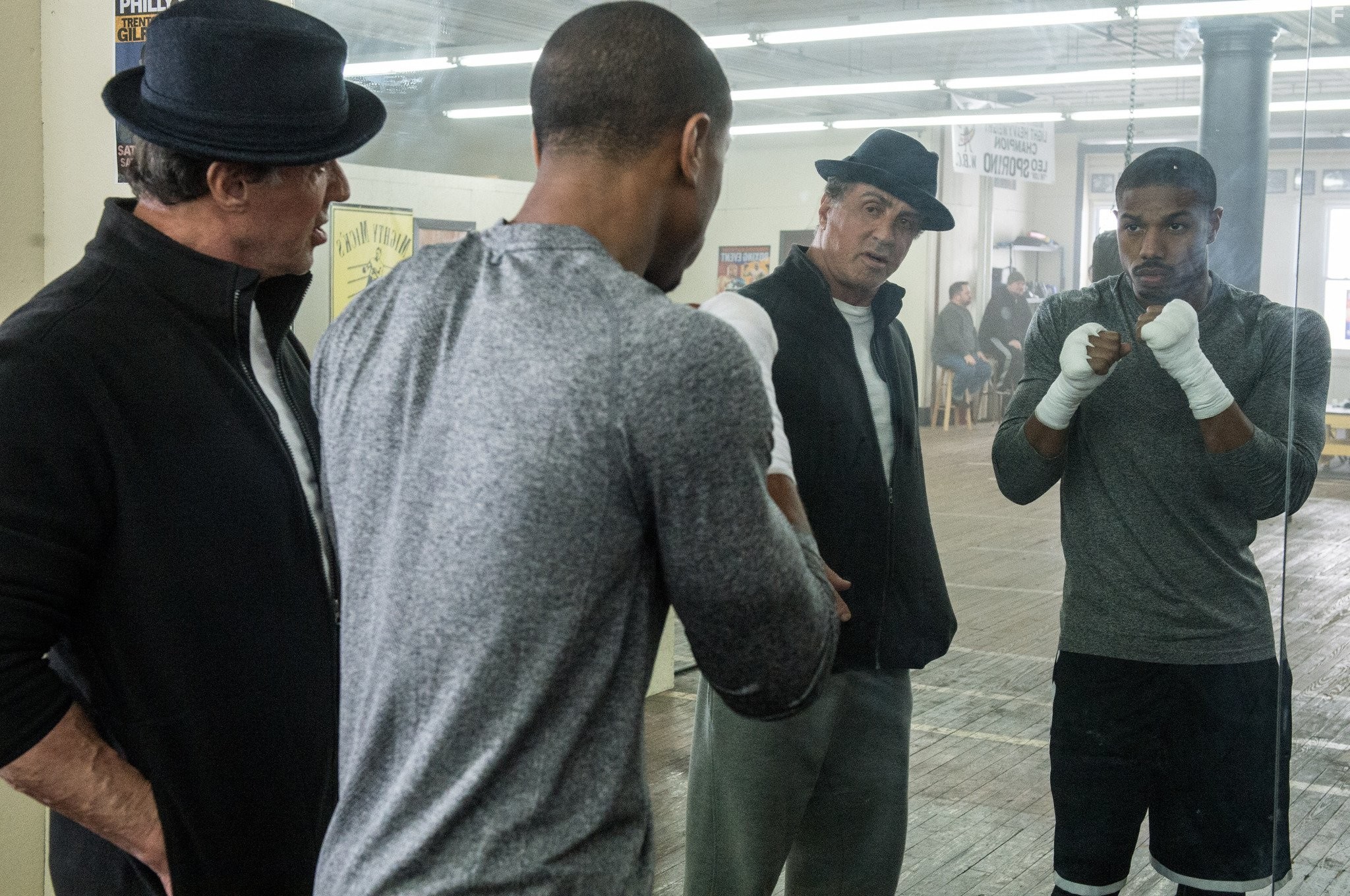 Sylvester Stallone and Michael B. Jordan in Крид: Наследие Рокки (2015)