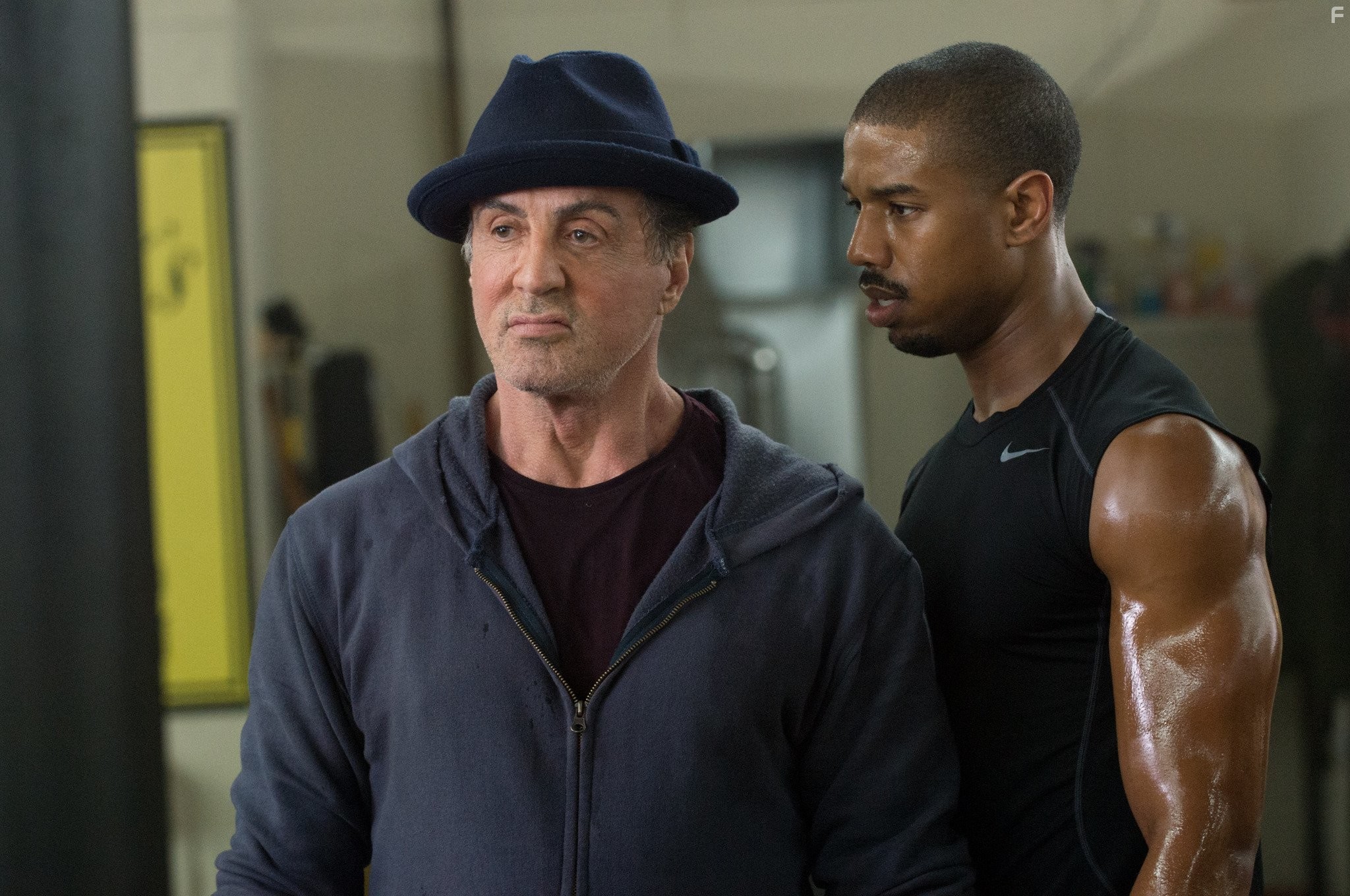 Sylvester Stallone and Michael B. Jordan in Крид: Наследие Рокки (2015)